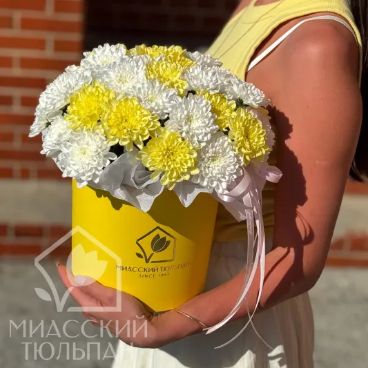 Солнечная композиция из хризантем