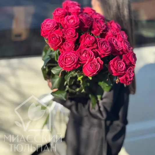 25 малиновых роз 80 см