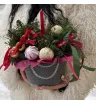 Кашпо плетеное новогоднее, со свечкой и нобилисом  